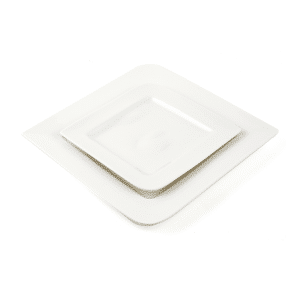 Ivory Porcelain Square Plate with Round Edges