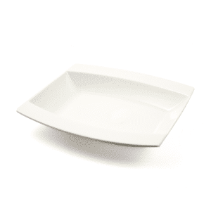 Ivory Porcelain Square Soup Plate Meena Design 9"