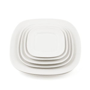 Ivory Porcelain Square Round Plate